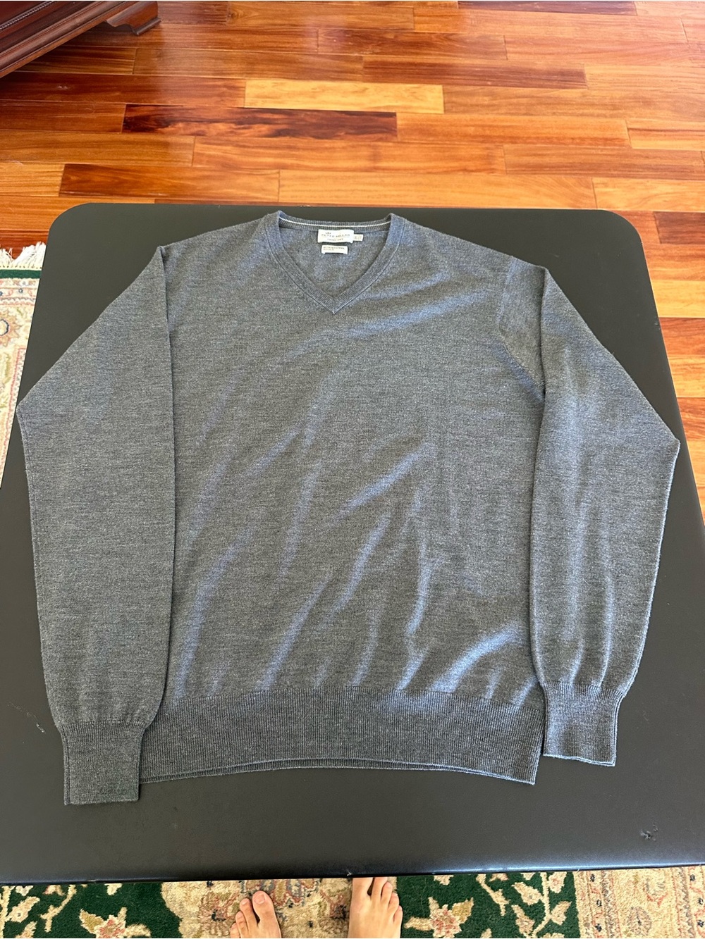 Peter Millar Crown Soft Classic Men's V-Neck Sweater - Gray Merino Wool Silk XL